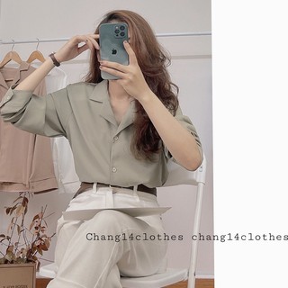 Áo sơ mi lụa cổ vest