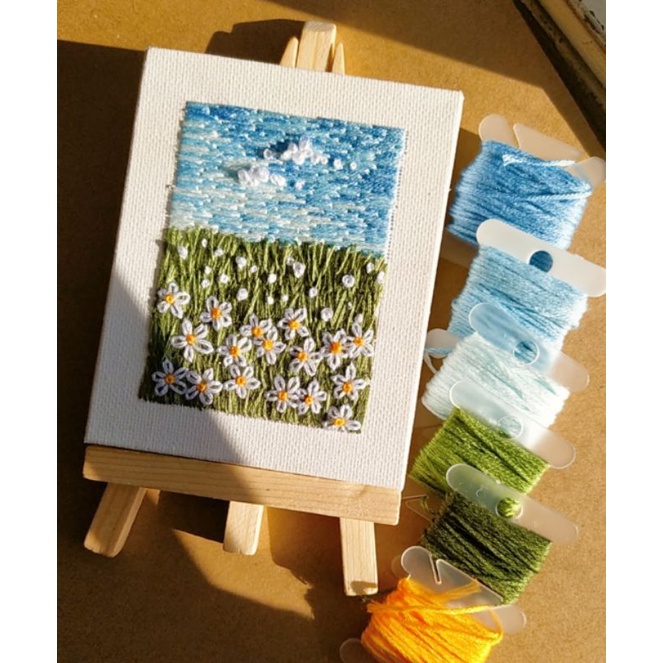Bộ kit thêu tranh canvas mini 8x10cm decor phòng (có nhận theo yêu cầu) | BigBuy360 - bigbuy360.vn