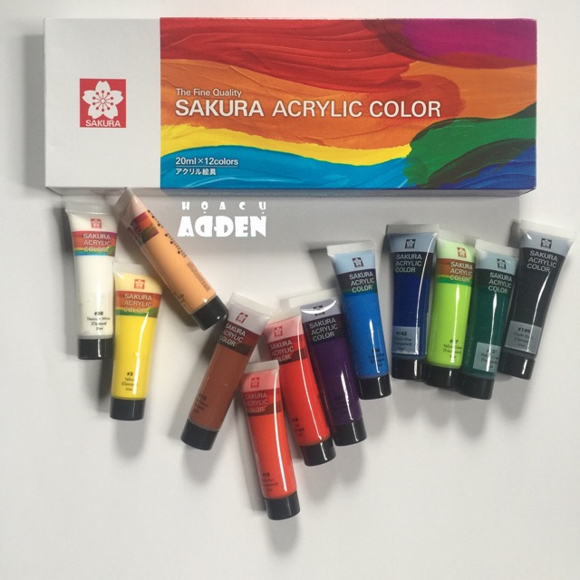 [DA ĐEN] Màu Acrylic Sakura XAC20-12 Tuýp 20ml 12 Màu