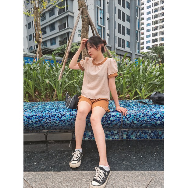 Bộ đũi, set đũi viền basic tay phồng cho nữ freesize nhẹ nhàng sang trọng b03