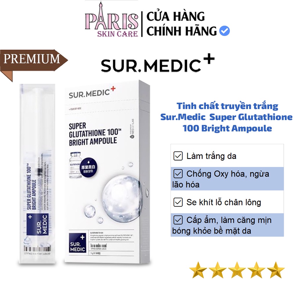 Tinh chất truyền trắng Sur.Medic Super Glutathione 100 Bright Ampoule 1g 1 ống x 10