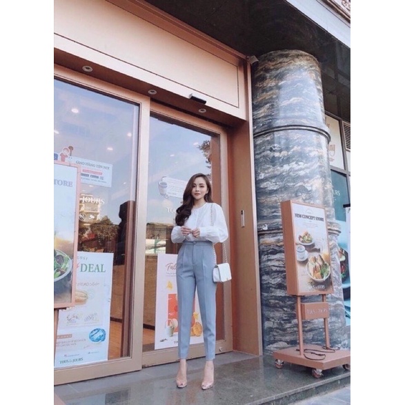 Quần tây baggy nữ cúc bọc chất tuyết mưa siêu Hot