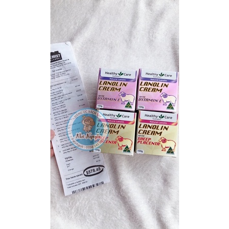 Kem cừu lanolin cream 100g Healthycare, hàng chuẩn đủ bill