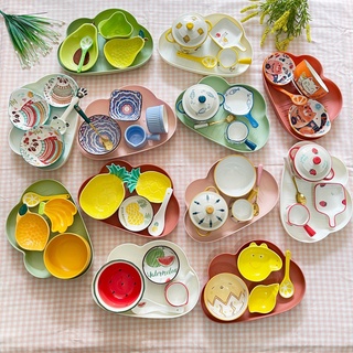 Set bát ăn dặm, ăn cơm cho trẻ em bộ chén dĩa sứ đĩa sứ dễ thương🍙 cute bát đĩa decor 🍙