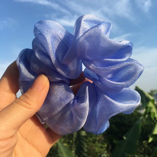 {Ảnh thật} cột tóc vải scrunchies von lụa ánh kim