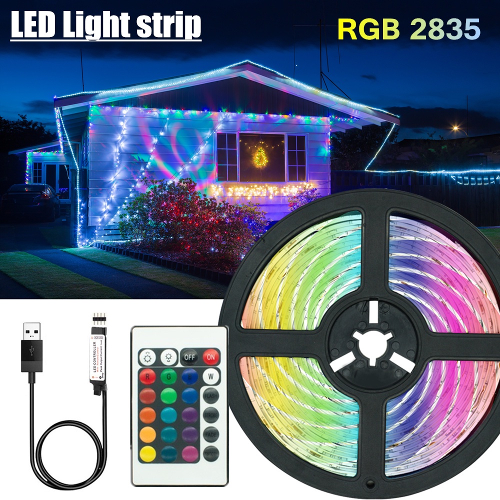 GF Dải Đèn Led Rgb Smd 2835 Dài 5m Chống Thấm Nước Dùng Trang Trí Nhà Cửa