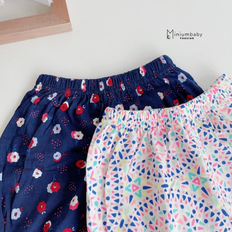 Quần cotton bèo gấu cho bé gái từ 1-3 tuổi, quần short bé gái Miniumbaby-Q1102