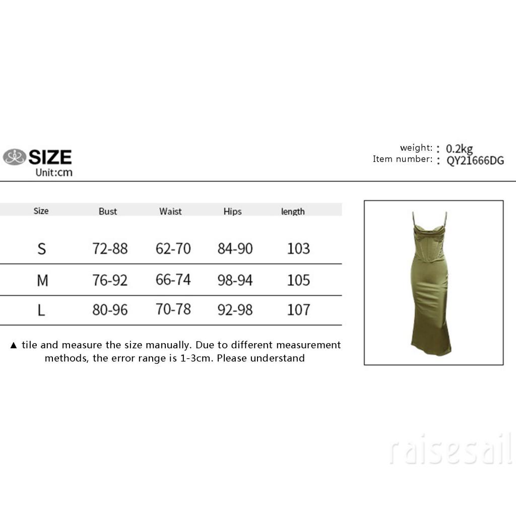 Rs-Women´s Bodycon Midi Dress, Spaghetti Strap Solid Color Zipper Back Satin Party Dress