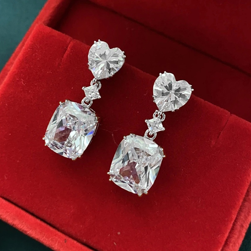 Bông Tai Đính Đá Zircon Màu Bạc Sang Trọng Thời Trang Cho Nữ