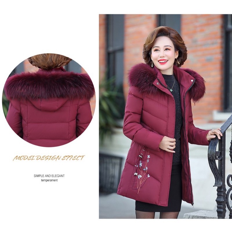 Áo khoác dáng dài kèm hoa văn cho mẹ