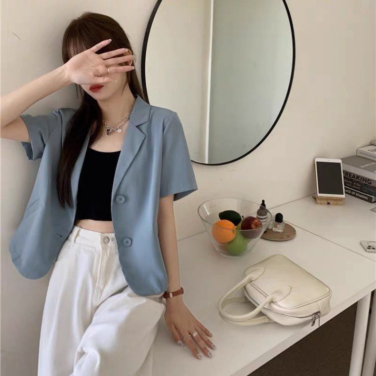 [AMANDA] Blazer tay ngắn thời trang thanh lịch cho nữ. Blazer croptop ngắn tay - có ảnh thật | WebRaoVat - webraovat.net.vn