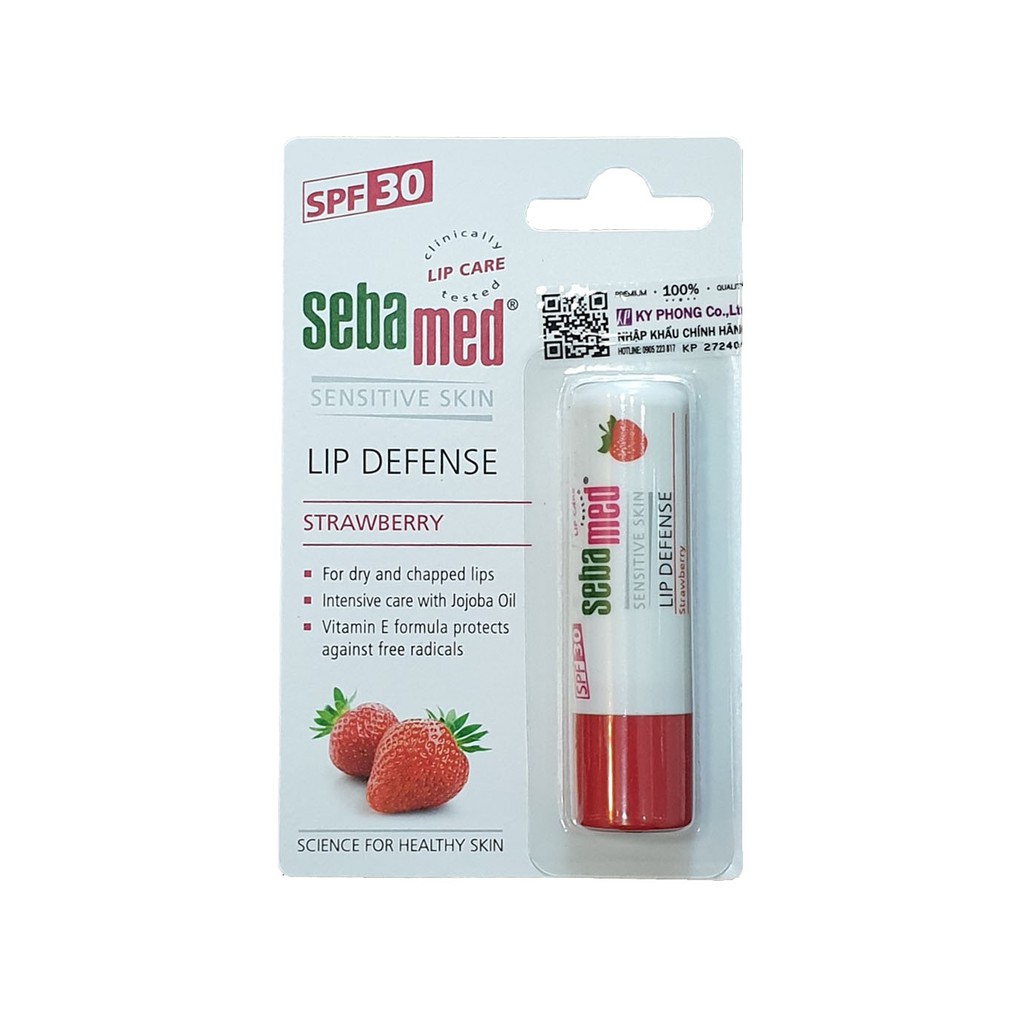 (HSD 4/25) Son dưỡng môi hương dâu Sebamed pH5.5 Sensitive Skin Lip Defense Strawberry 4.8g