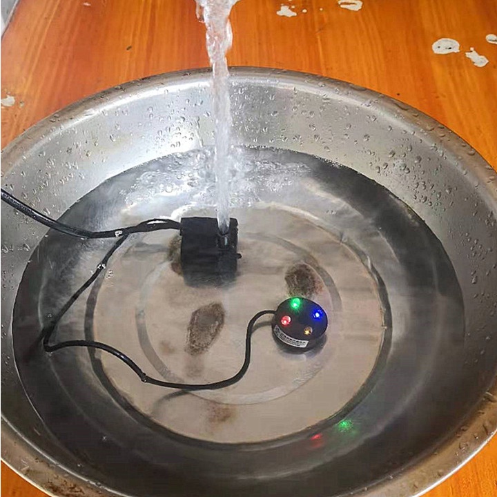 Bơm chìm 220V 4W - Kèm đèn Led trang trí non bộ, đài phun nước