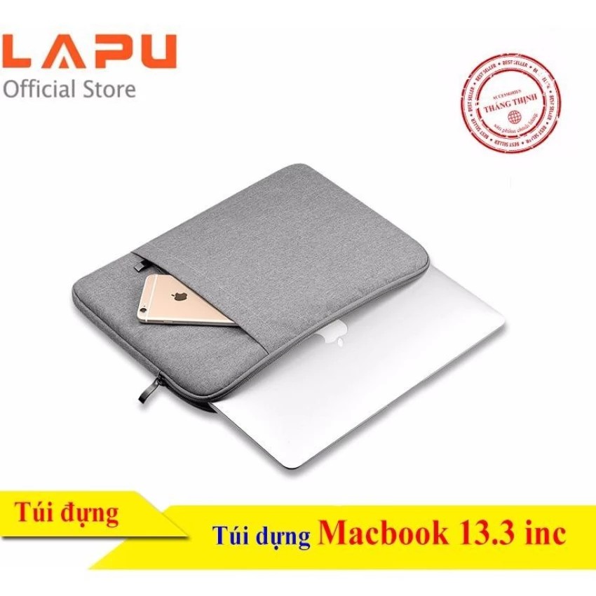 Túi chống sốc cá tính cho Macbook Air Pro 13 inc có ngăn đựng Smartphone - Có dây kéo
