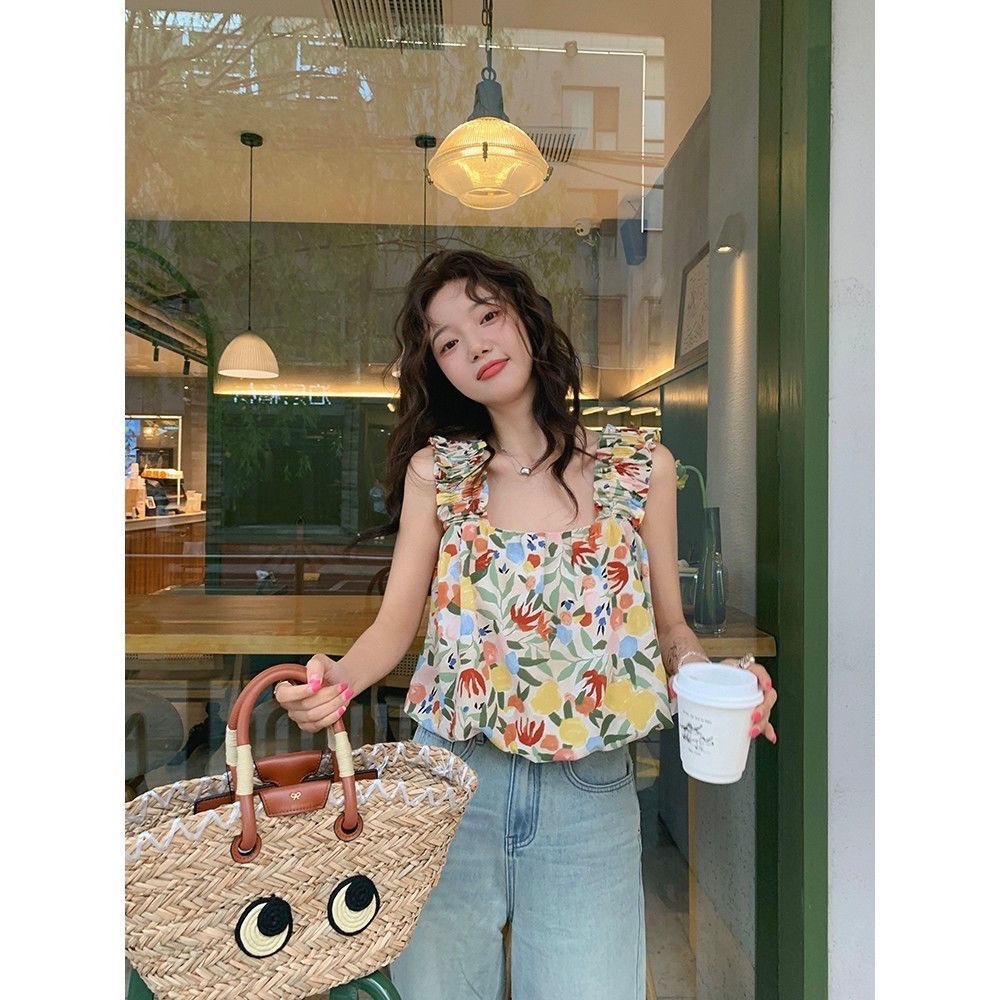 Áo Crop top Nữ Mùa Hè In Áo hai dây