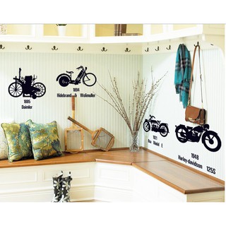 Decal dán tường decal trang trí Xe máy cổ PK341