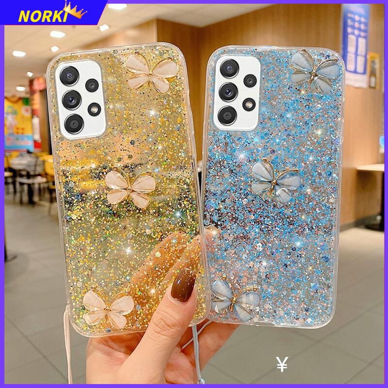 Ốp Điện Thoại Silicon Mềm Kim Tuyến Hình Bướm 3D Cho Samsung Galaxy A13 A23 A33 A53 A73 A72 A52 A52S A02 A02S A03 A03S M02