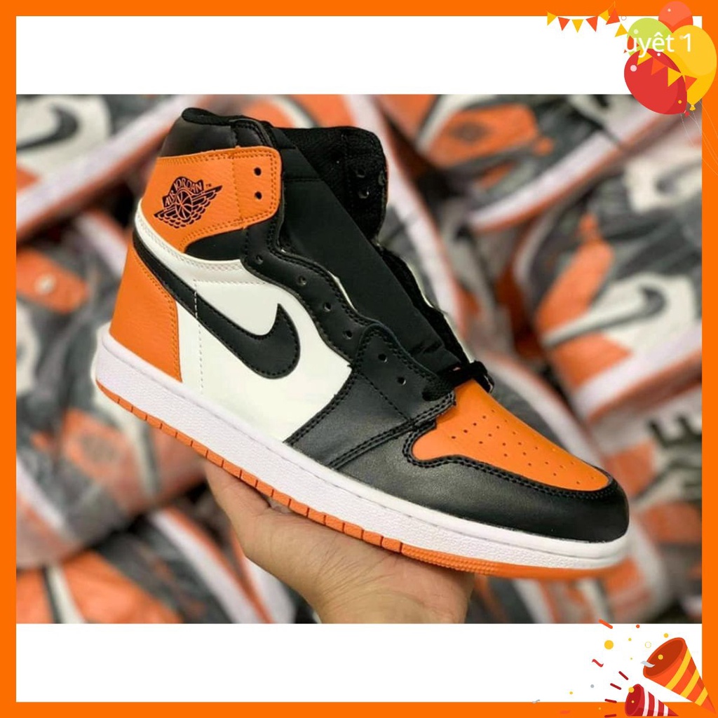 Giày Jodan Trắng Cam Màu Mới Cực Chất .Giày 𝐉𝐨𝐫𝐝𝐚𝐧 1 đen cam cao Thấp full bill + box