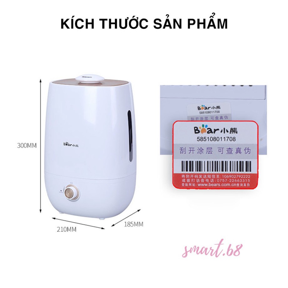 [CHÍNH HÃNG BEAR] Máy phun sương tạo ẩm khuếch tán tinh dầu - Máy xông tinh dầu dung tích lớn 5L, 30W, Đèn Led Hiển Thị