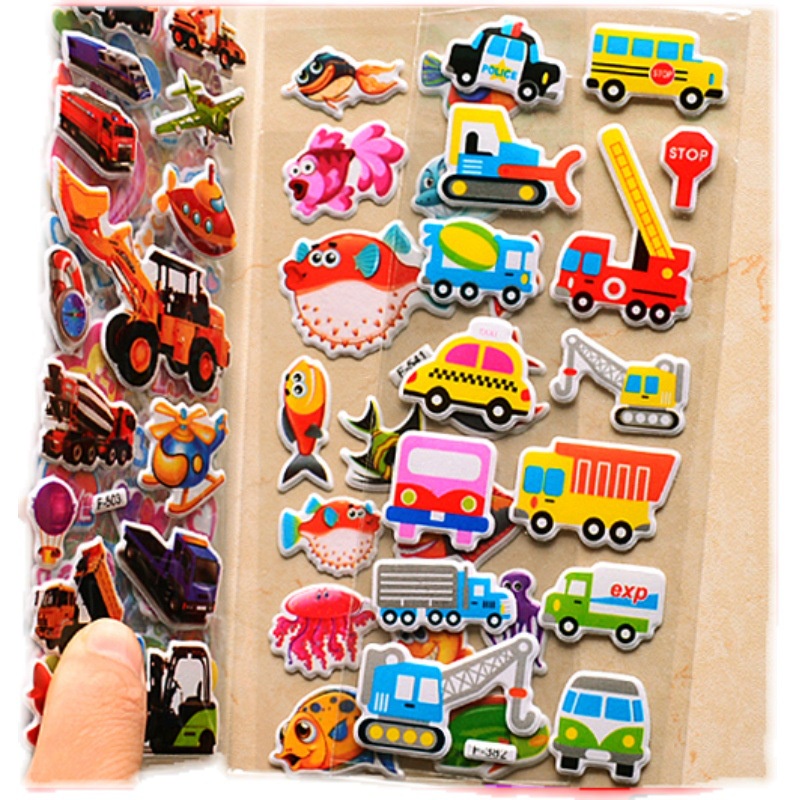 1 tấm sticker hình dán nổi 3D đồ chơi trẻ em học Tự làm sổ tay, nhật ký nhãn dán trang trí dễ thương nhiều chủ đề hay