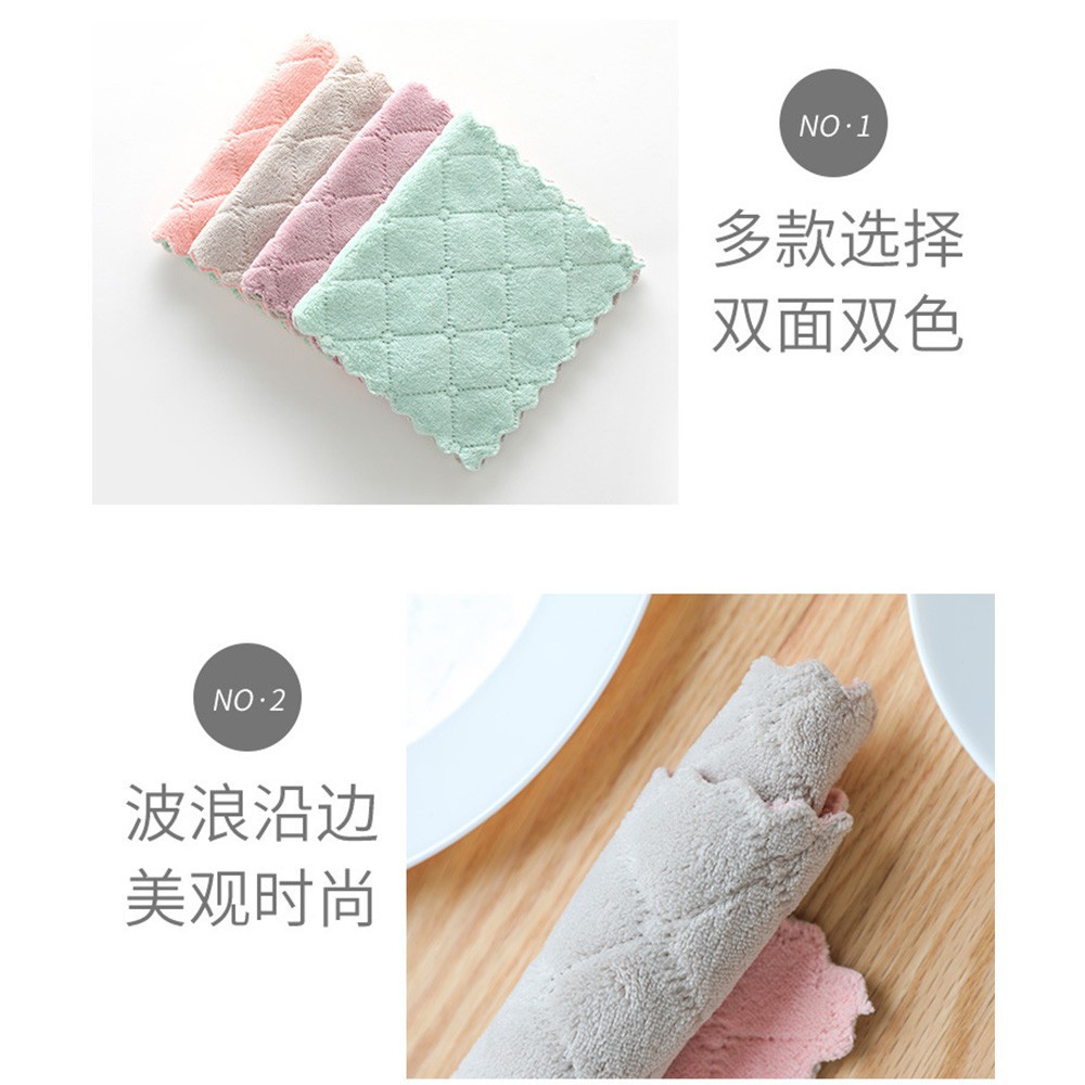 Khăn Lau Hai Lớp Bằng Vải Lông Cừu San Hô Hai Lớp Dày Dặn Mềm Mại Thân Thiện Với Da Không Xơ Vải Dùng Trong Nhà Bếp