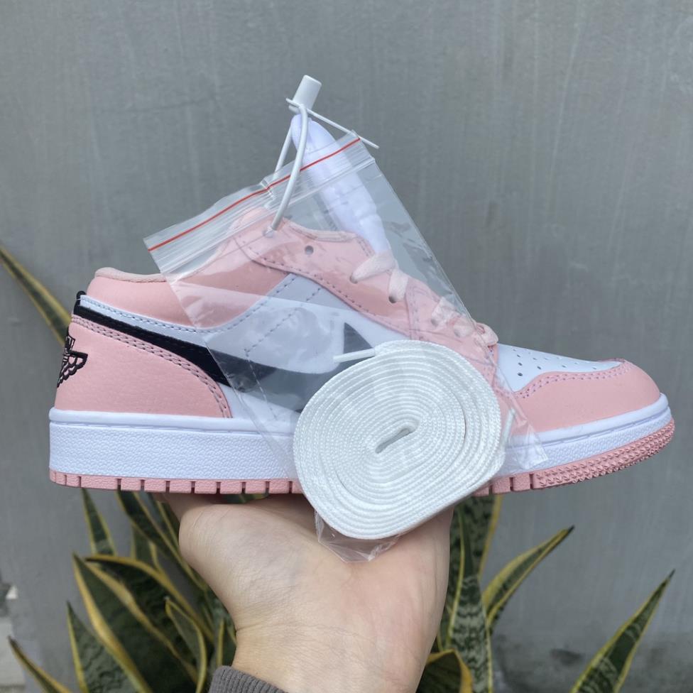 Giày Jordan nữ cổ thấp màu hồng cực xinh, Giày Jordan 1 low pink màu hồng kẻ đen full box bill