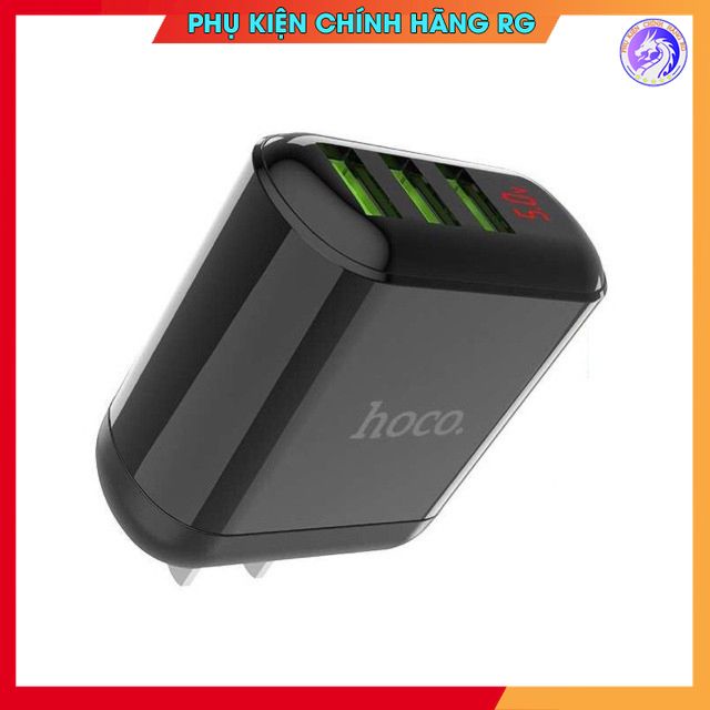 Cốc sạc Hoco HK1 chính hãng củ sạc 3 cổng có màn LCD hiển thị dòng điện cóc sạc nhanh bảo hành 1 năm