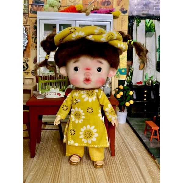 Set áo dài cho búp bê size ob11,ddf,ymy, 1/8 bjd, bru, baboliy, 1/6 blythe, babies, xinji, animator