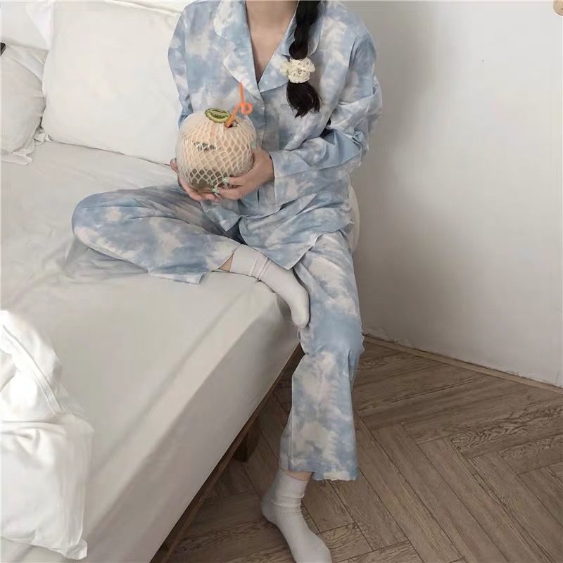 【COD】Tie Dye Pyjamas Homewear Nightwear Plus Size Pyjama Bộ Dài Tay Đồ Ngủ | BigBuy360 - bigbuy360.vn
