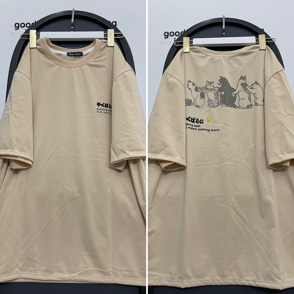 Áo Thun In 5 Con Mèo Áo Thun Tay Lỡ Form Rộng Unisex 38-65kg Nam Nữ Phong Cách Ullzang
