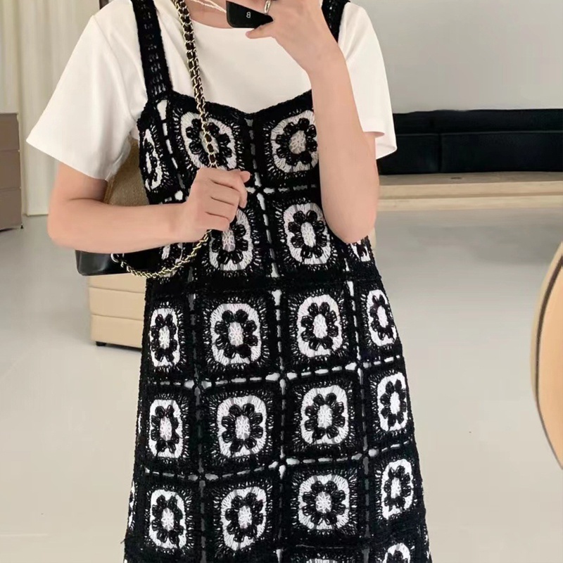 Đầm Midi Dáng Chữ A Dài Dáng Chữ A Họa Tiết Kẻ Sọc / Hoa Khoét Rỗng Phong Cách Boho Cho