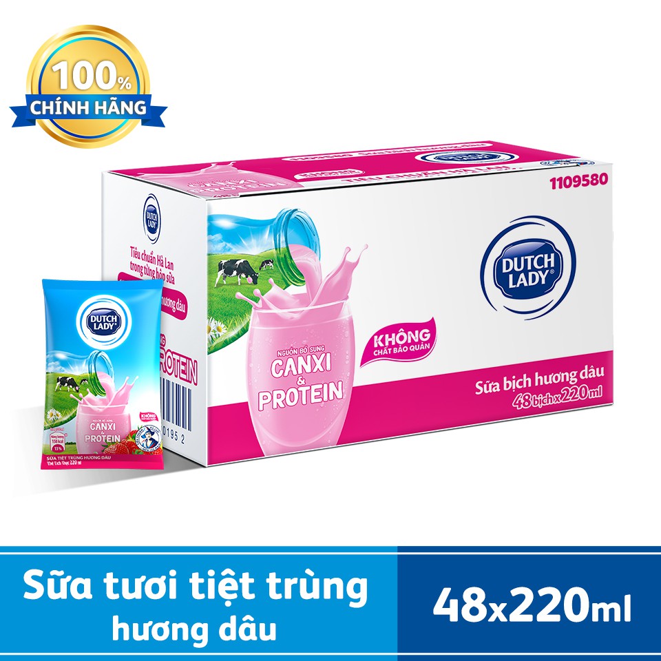 Thùng 48 Bịch Sữa Tươi Tiệt Trùng Dutch Lady Có Đường(220ml / Bịch)          (Xem 4 đánh giá)