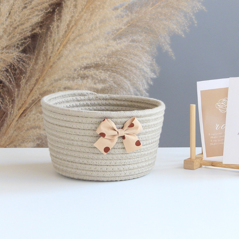 Giỏ Đựng Đồ Bằng Dây Cotton Bện Thủ Công Phong Cách Bắc Âu Đơn Giản Sắp Xếp Gọn Gàng Cho Nhà Tắm