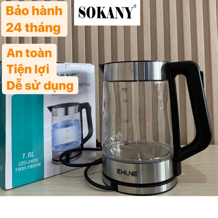 Ấm đun siêu tốc, ấm đun nước chính hãng ZHUNE 1.8L cao cấp bảo hành 24 tháng toàn quốc