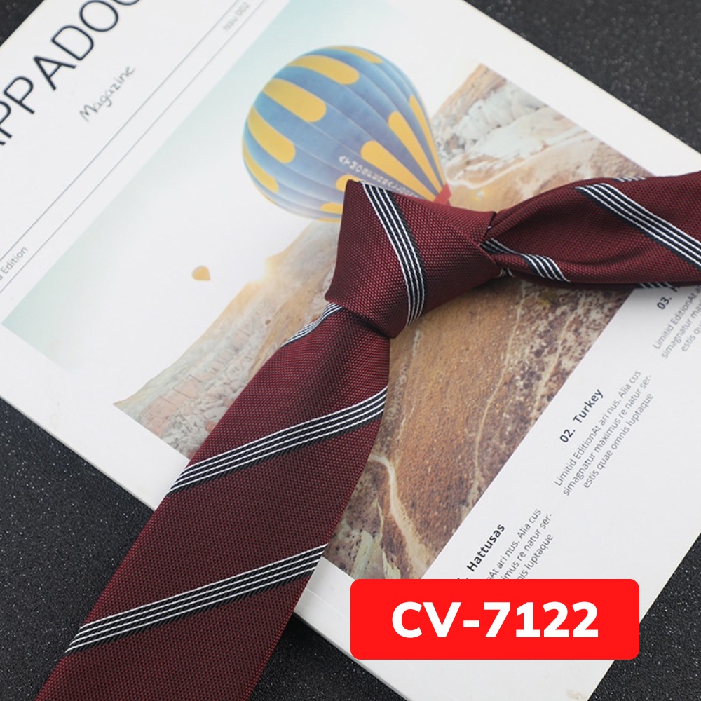 Cravat Nam cỡ trung 7cm cao cấp nhiều mẫu lựa chọn, cà vạt chú rể, Cavat dự tiệc, Calavat công sở CV-7122