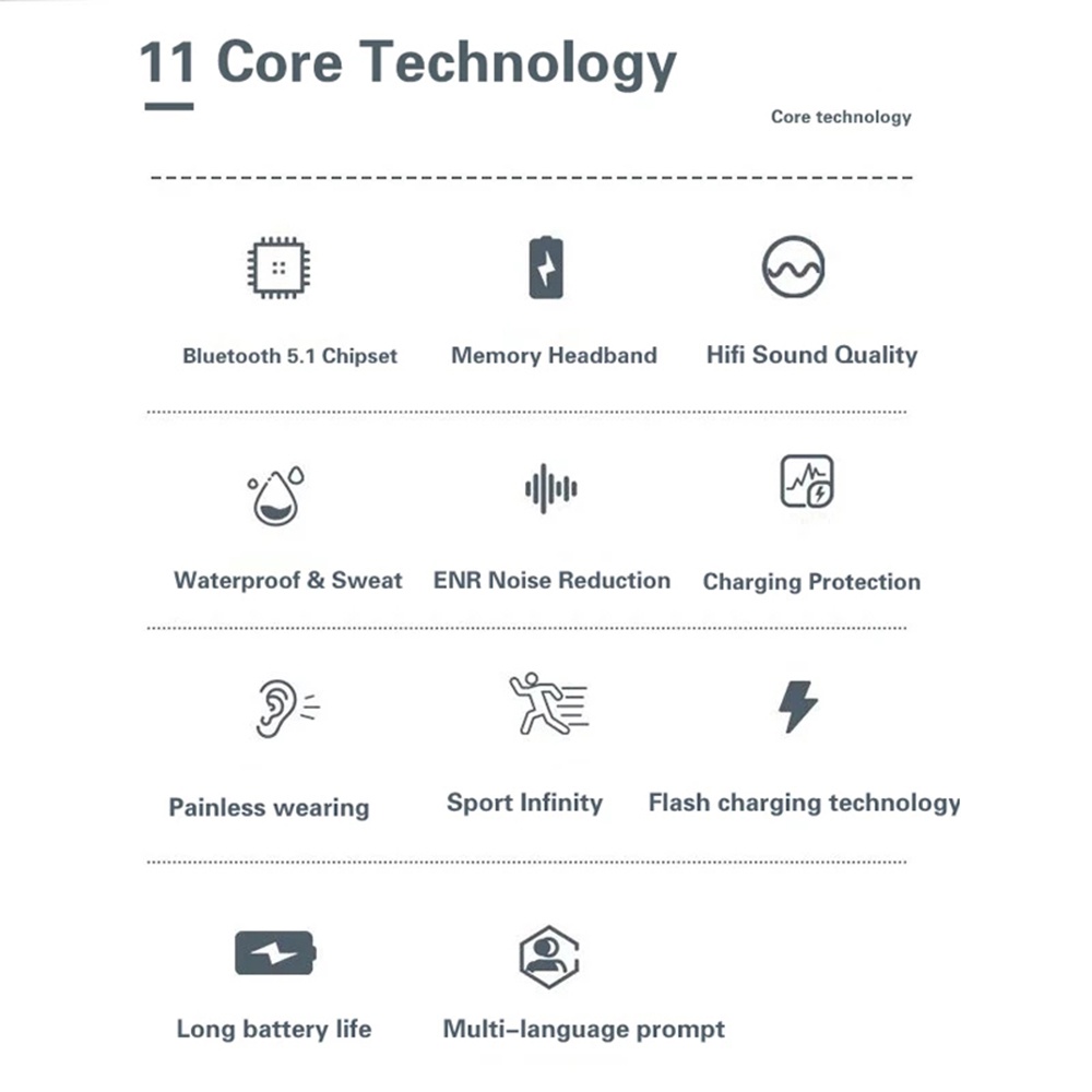 Tai nghe nhét tai Bt71 Bluetooth 5.0 không dây âm thanh stereo sống động cho Ios Xiaomi Huawei Samsung