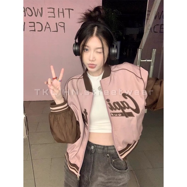 TKLIHN Áo khoác BOMBER crotop ULZZANG phong cách Hiphop âu mỹ FASHIONITA 2022