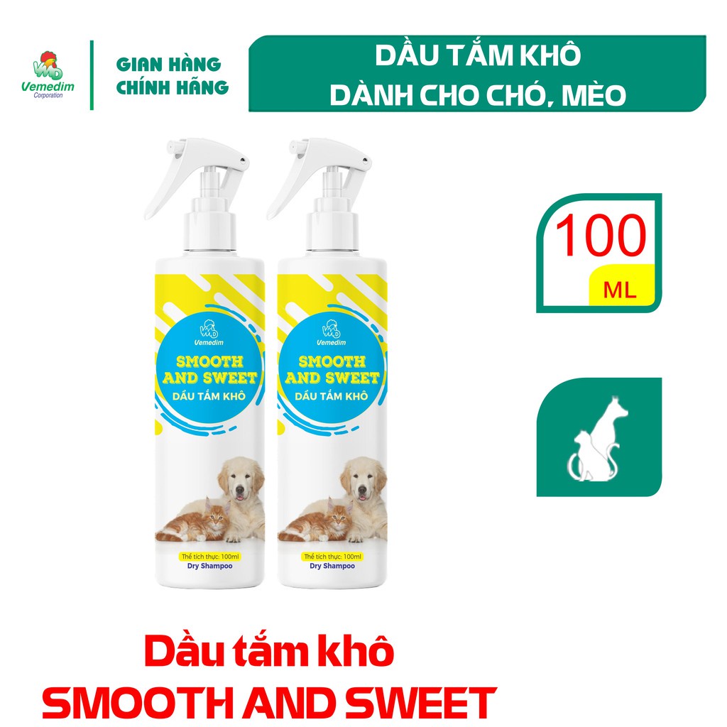 Vemedim Smooth And Sweet - Dầu Tắm Khô Xịt Thơm Khử Mùi Và Làm Sạch Lông 100ml