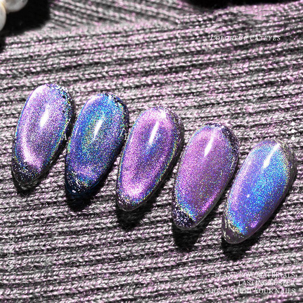 XIANSTORE Nail Art Colorful Reflective Glitter UV Gel Magnetic Gel 15ml Rainbow Cat Eye Nail Gel Winter Nail Polish Sparkling Auroras Soak Off Holographic Glitter
