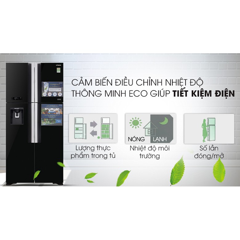 Tủ lạnh Hitachi 4 cánh màu đen R-FW690PGV7(GBK)