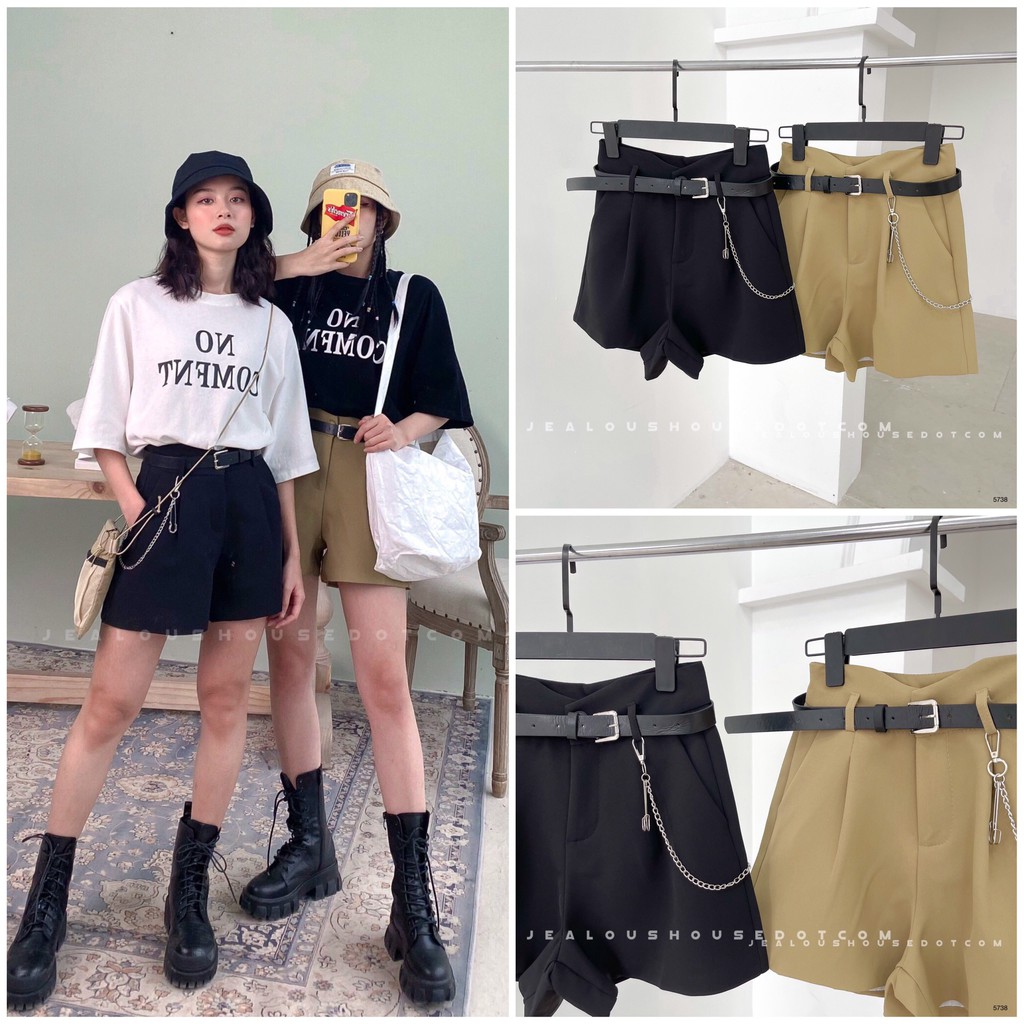 Quần short vải nữ, quần kaki cạp nhọn 5738
