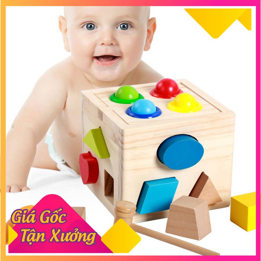 [HCM-GIÁ SỈ] 💖 Đập Bóng Thả Hình 💖 Đồ Chơi Gỗ Montessori ,Màu Sắc Đẹp,Bé Luyện Kỹ Năng Tay và Học Màu Sắc,Hình Khối