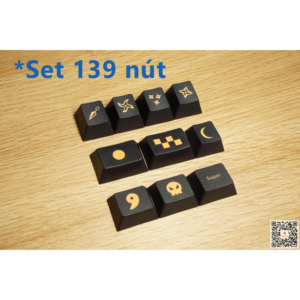Keycap Blue Samurai PBT profile Cherry in dyesub 129/139 nút cho bàn phím cơ layout 108/104/98/87/84/75/68/64/61