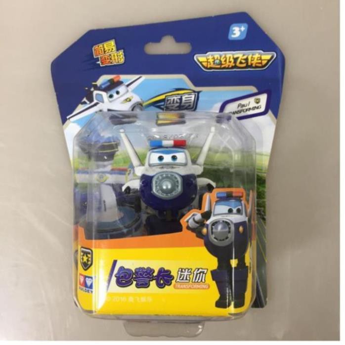 Super wings đồ chơi đội bay siêu đẳng mô hình nhân vật Paul cảnh sát máy bay biến thành rô bốt mini