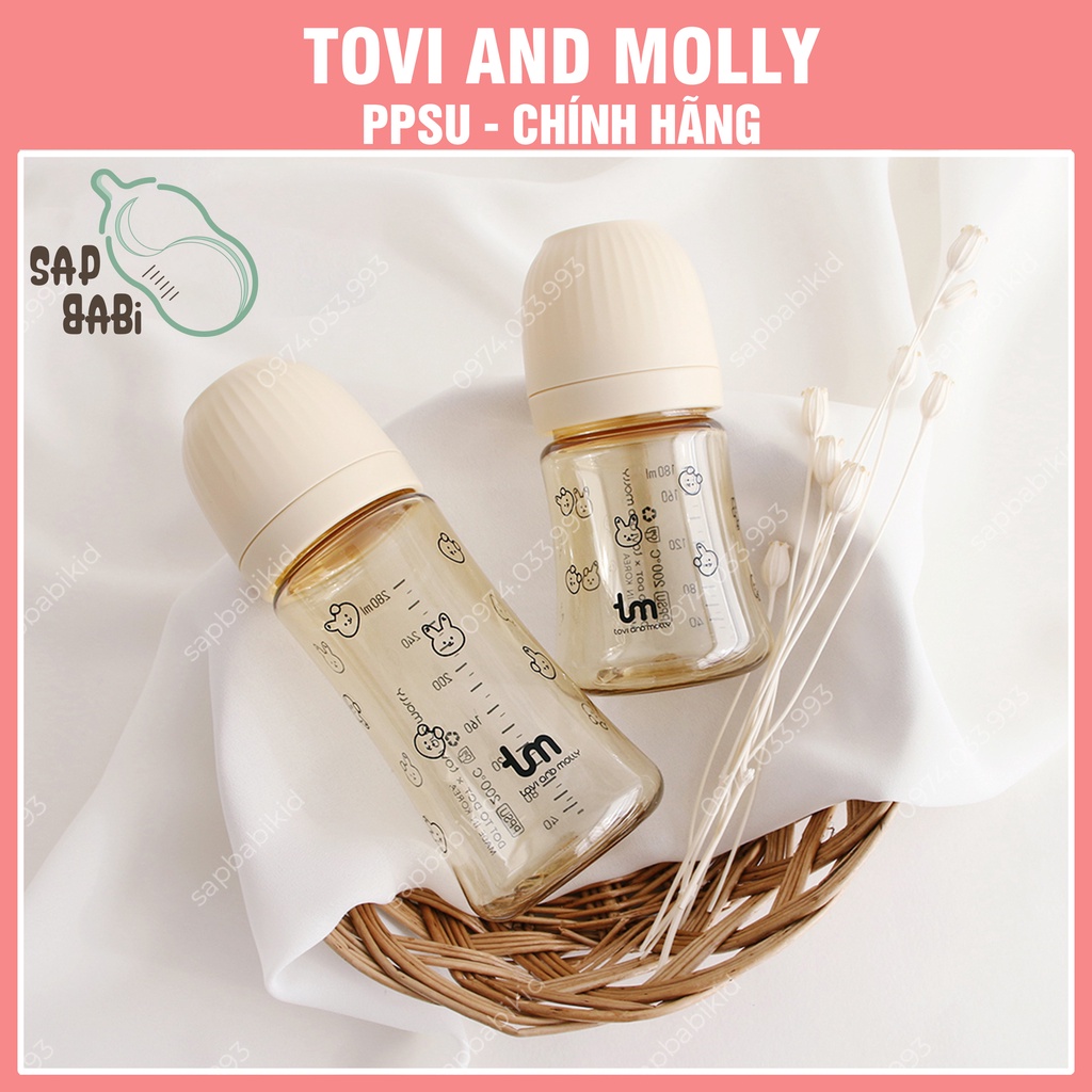 Bình thỏ Tovi and Molly 180/280ml, Bình sữa thỏ Hàn Quốc - Hàng Chính Hãng
