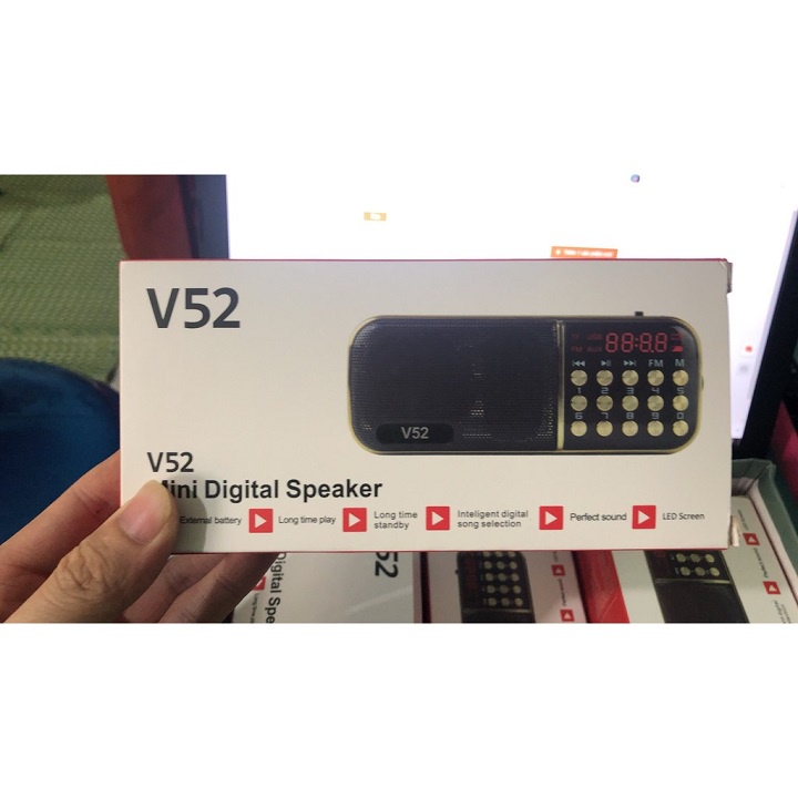 Đài Radio Siêu Nhỏ V52 - Bắt Đài Fm.Chạy Thẻ Nhớ.USB.Hỗ Trợ Học Tiếng Anh.Nghe Nhạc Mp3.