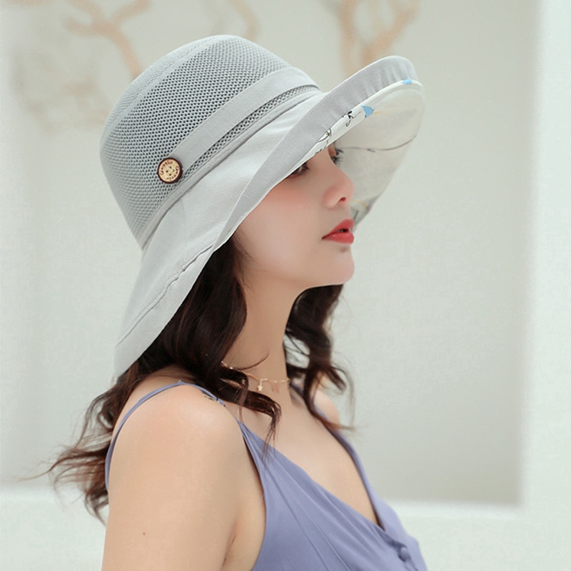 Breathable Japanese-Korean-style wide-brimmed hat with 2 sides