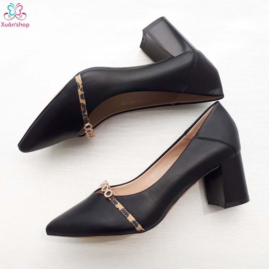 Giày cao gót DUSTO mũi nhọn, gót trụ vuông 6cm (size 34, 36)