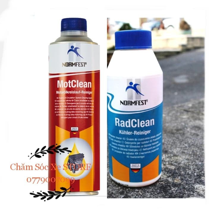 BỘ SẢN PHẨM CHĂM SÓC Ô TÔ: PHỤ GIA SÚC RỬA ĐỘNG CƠ NORMFEST MOTCLEAN- CHAI VỆ SINH KÉT NƯỚC