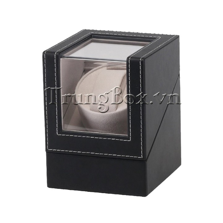 Hộp Đựng Đồng Hồ Cơ 1 Xoay Vỏ Da Màu Đen - Mã 810B